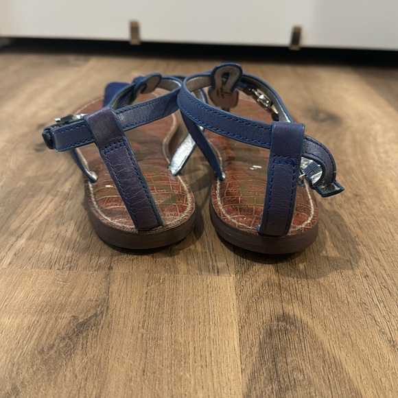 Sam Edelman Blue Leather & Faux Fur Sandals - Picture 4 of 5